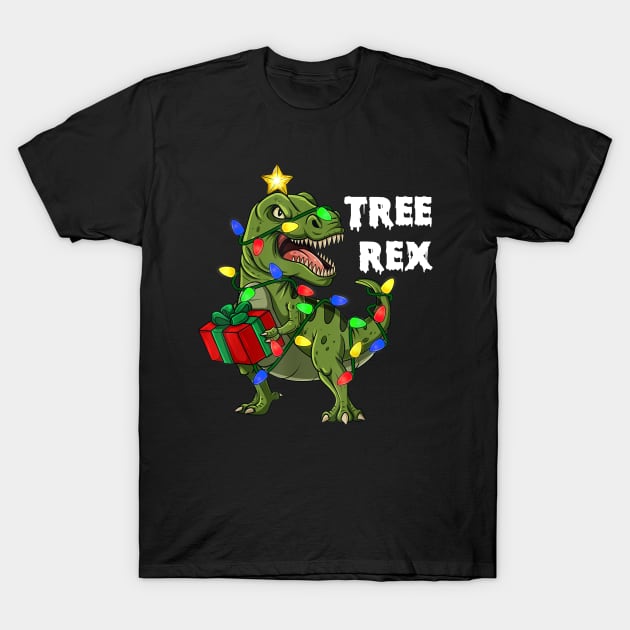 Christmas Dinosaur Tree Rex Boys Girls Kids Xmas Gift T-Shirt by SloanCainm9cmi